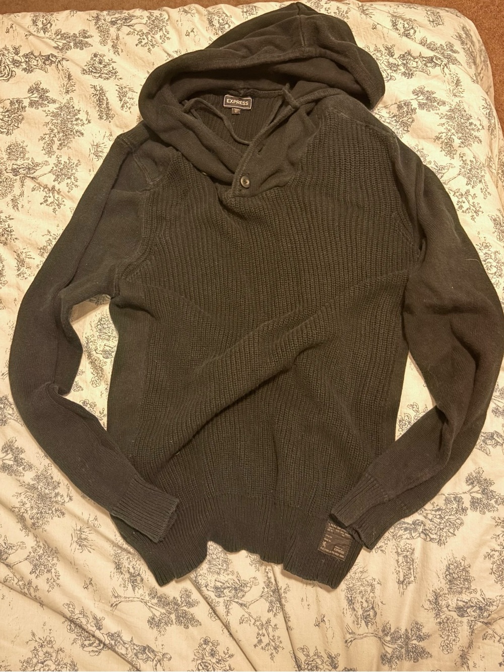 Express Men's Hooded Ribbed Knit Sweater
